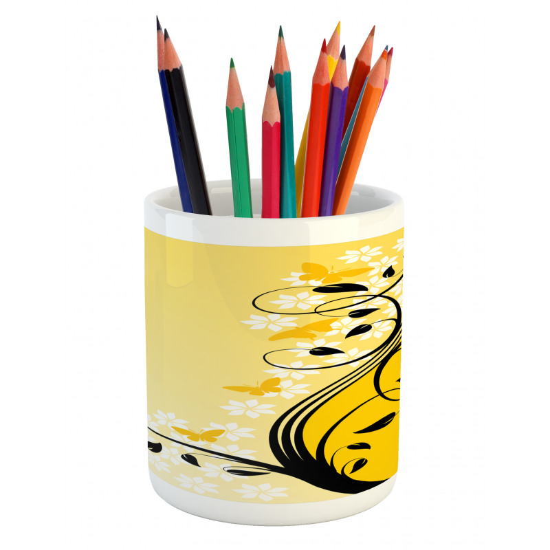 Butterfly Grape Leaves Art Pencil Pen Holder