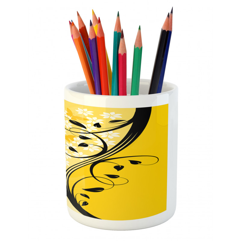 Butterfly Grape Leaves Art Pencil Pen Holder