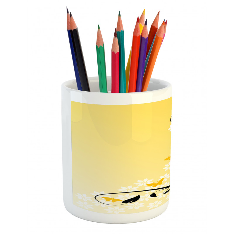 Butterfly Grape Leaves Art Pencil Pen Holder