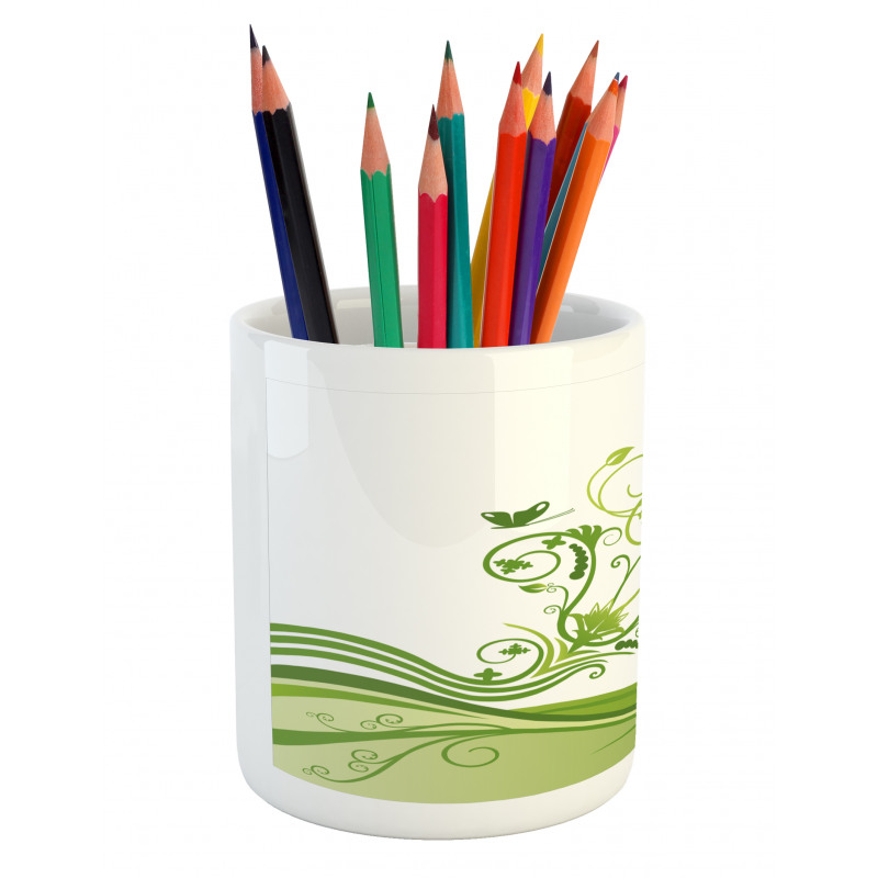 Colorful Botanical Leaves Pencil Pen Holder