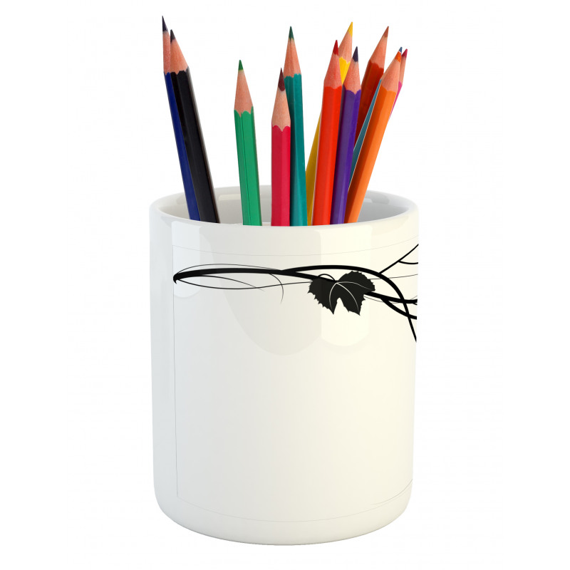 Monotone Abstract Leaves Art Pencil Pen Holder