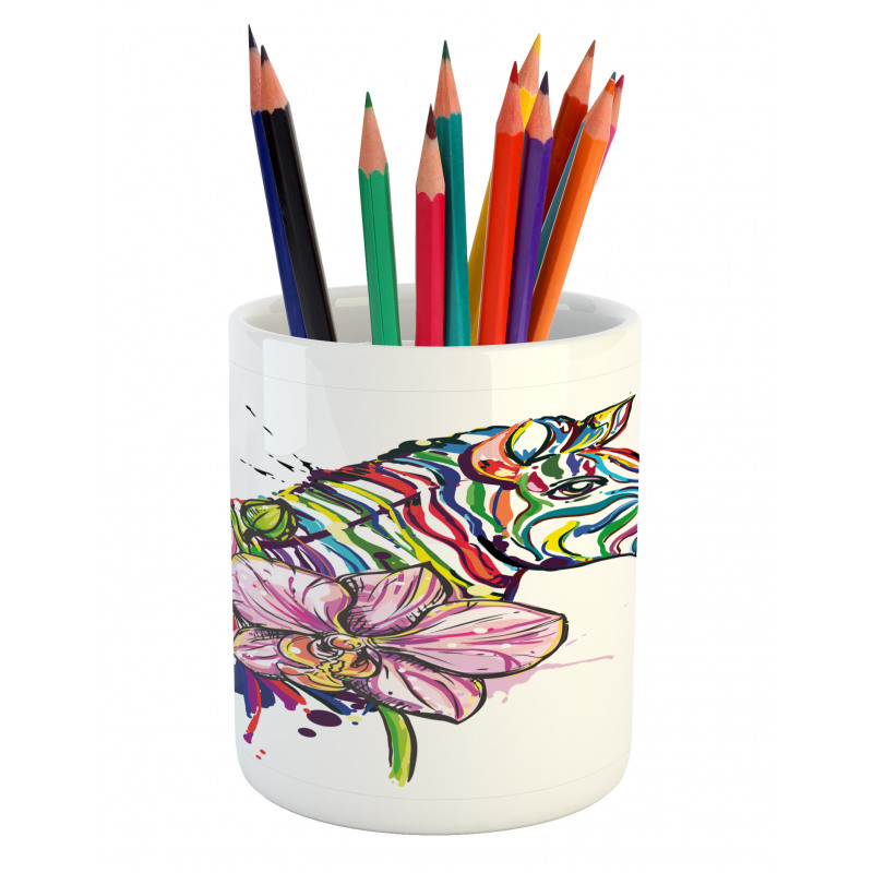 Animal Orchid Ink Art Pencil Pen Holder