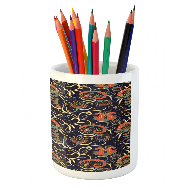 Grunge Flora Curl Pencil Pen Holder