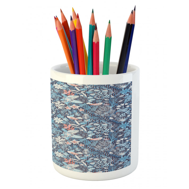 Oriental Petals on Stripes Pencil Pen Holder