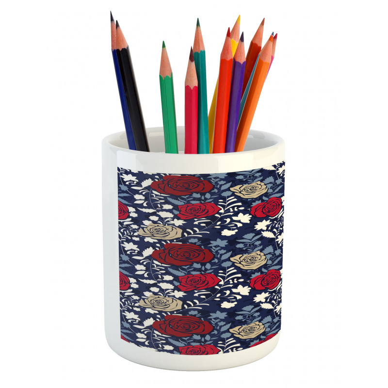 Romantic Botany Roses Art Pencil Pen Holder