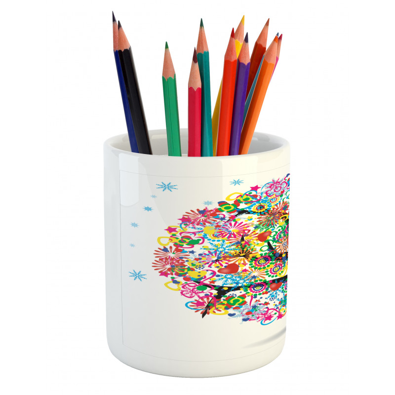 Blooming Flowers Heart Pencil Pen Holder