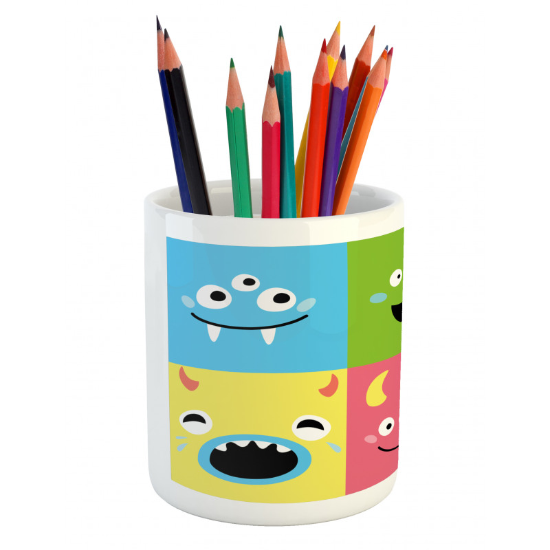 Colorful Blocks Emoticon Pencil Pen Holder