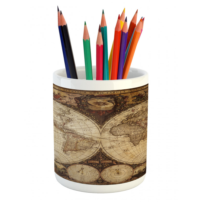 Historic Old Atlas Pencil Pen Holder