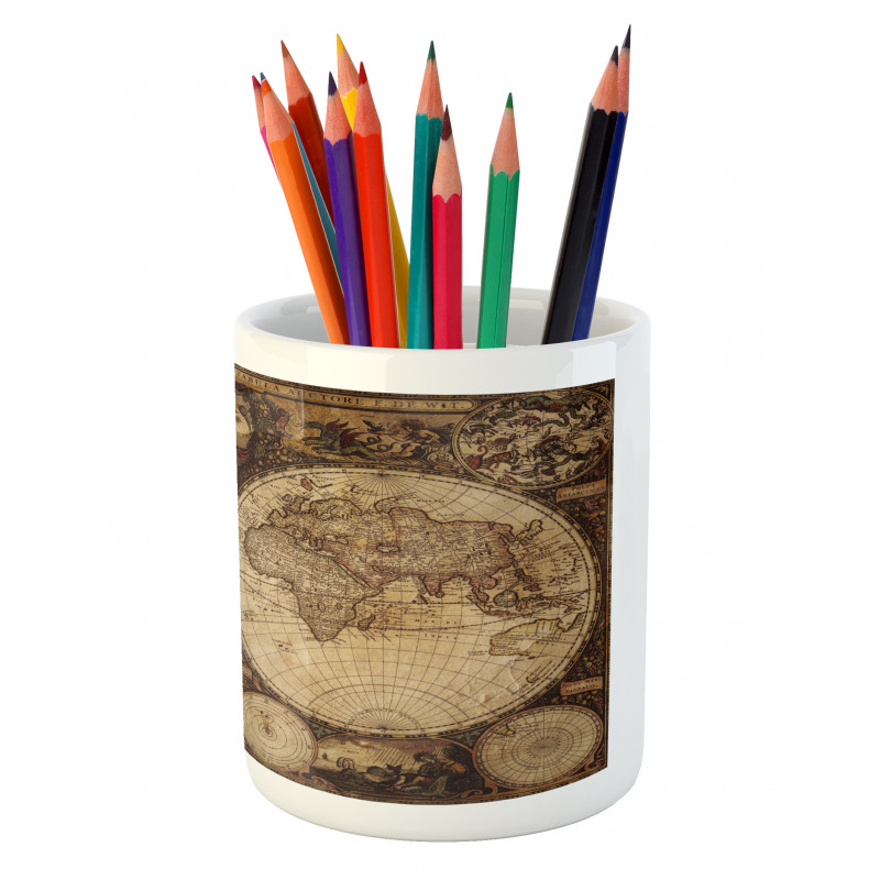 Historic Old Atlas Pencil Pen Holder