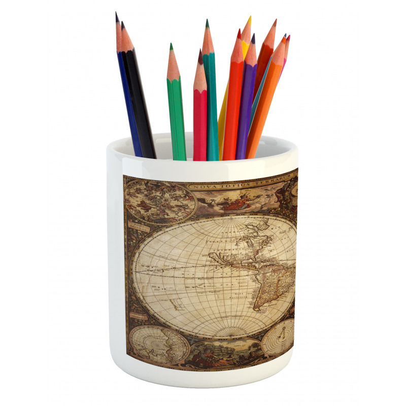 Historic Old Atlas Pencil Pen Holder