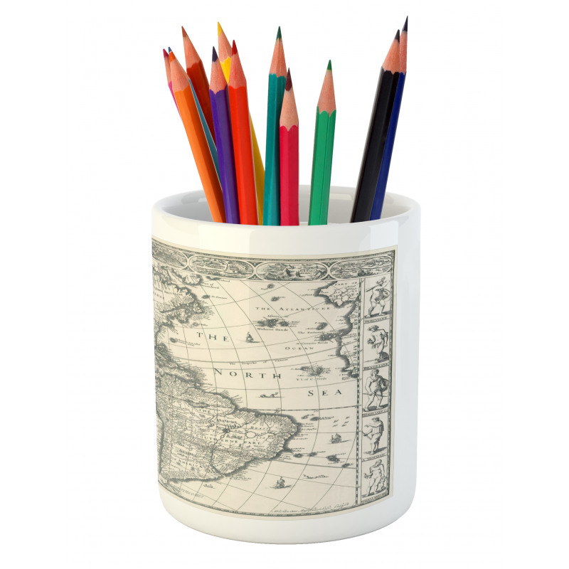 Retro Old America Map Pencil Pen Holder