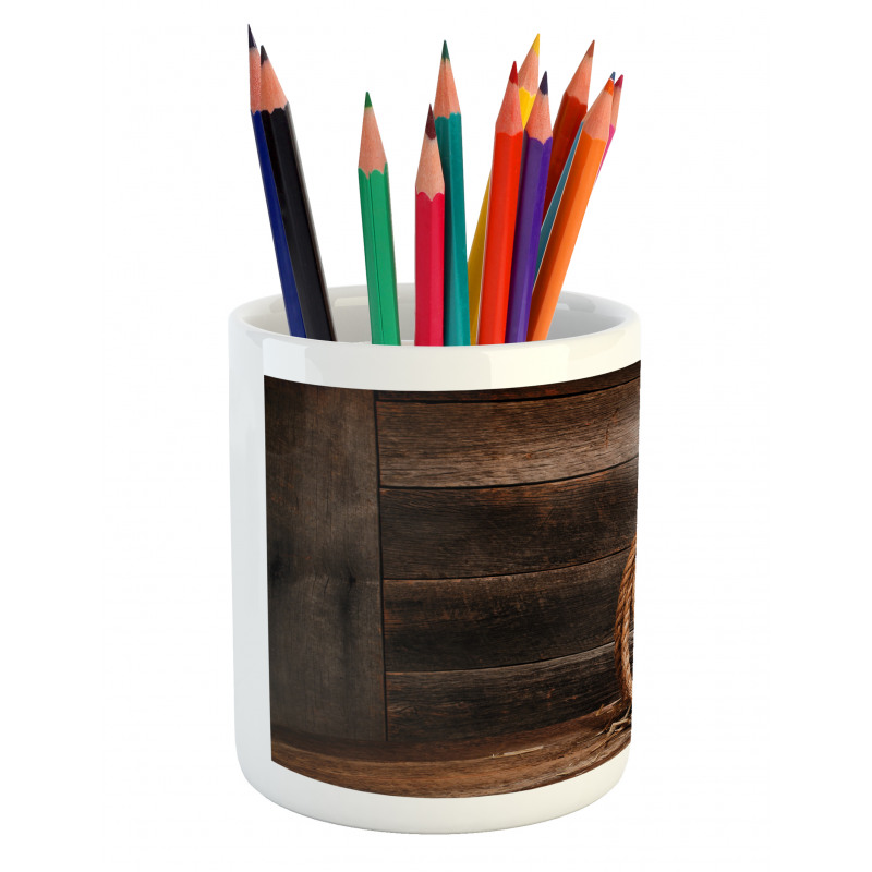 Wooden Folk Robe Hat Pencil Pen Holder