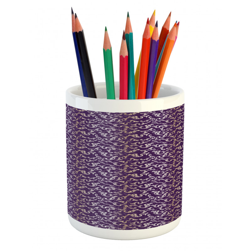 Lavish Curls on Purple Tone Pencil Pen Holder