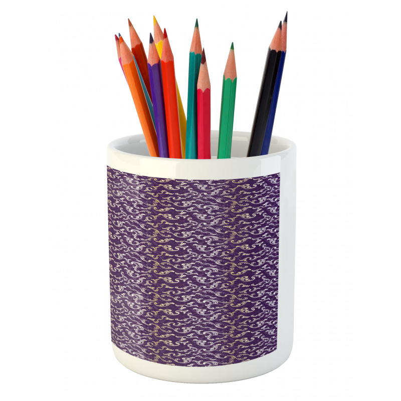 Lavish Curls on Purple Tone Pencil Pen Holder