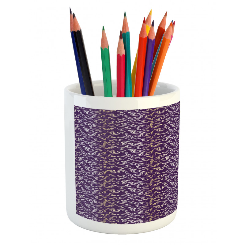 Lavish Curls on Purple Tone Pencil Pen Holder