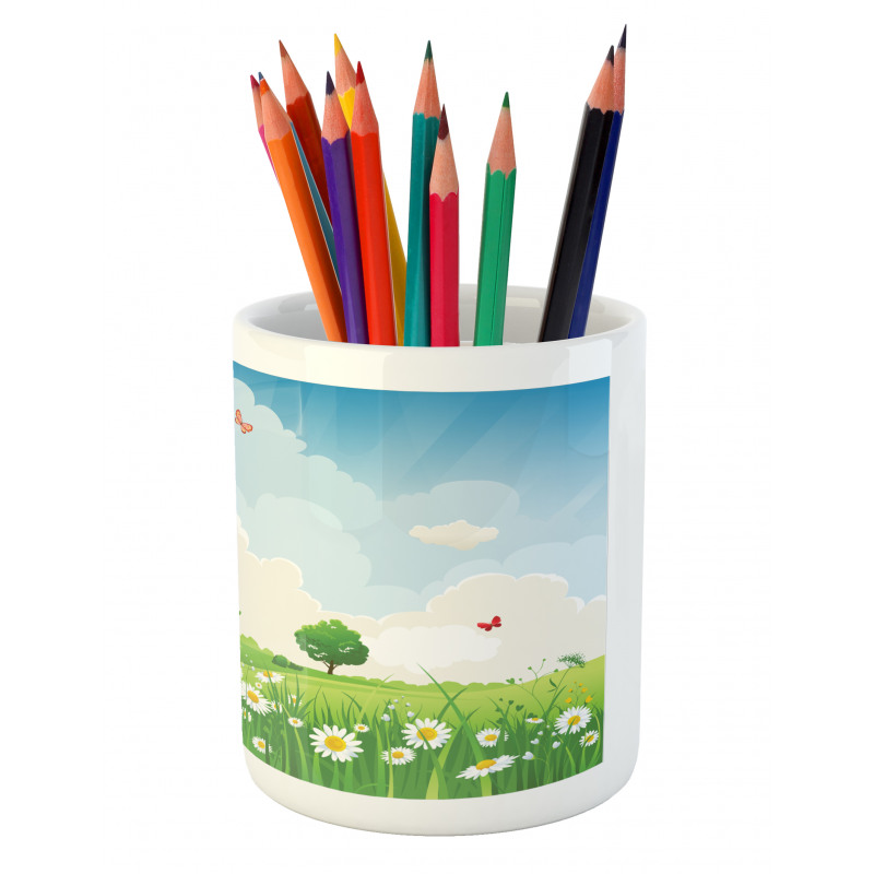 Spring Time Sunny Landscape Pencil Pen Holder