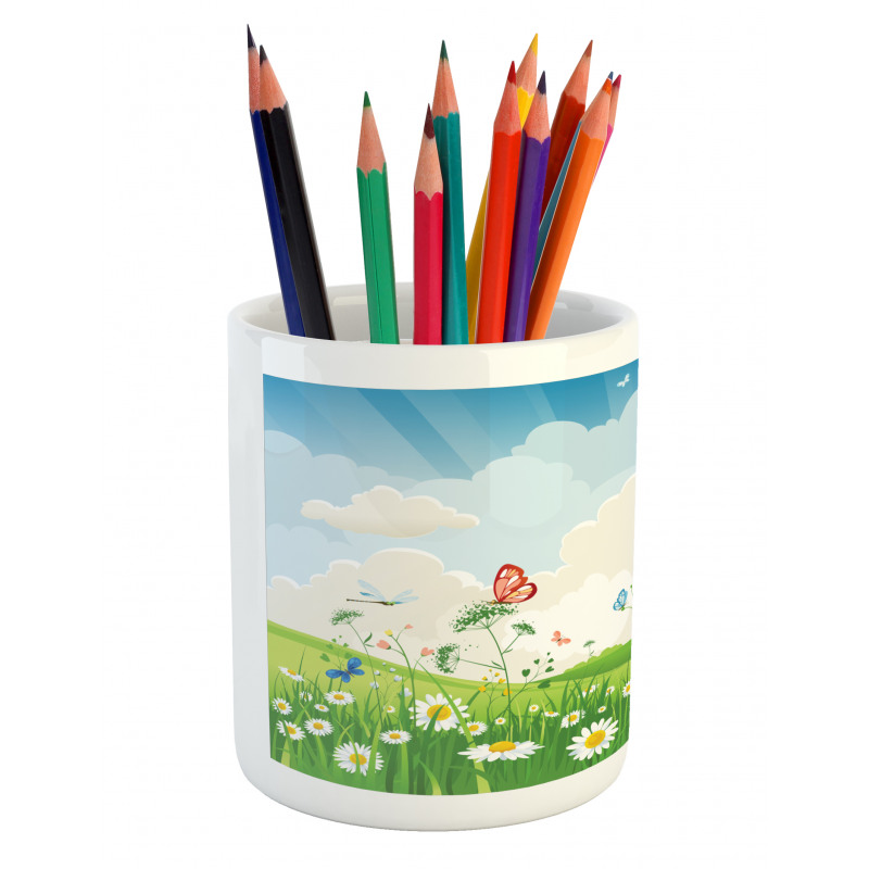 Spring Time Sunny Landscape Pencil Pen Holder