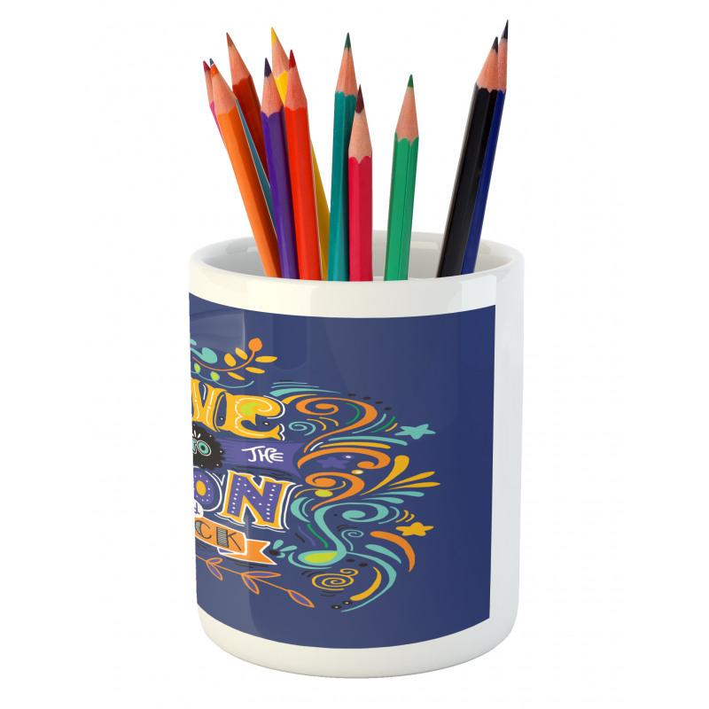 Floral Themed Text Pencil Pen Holder