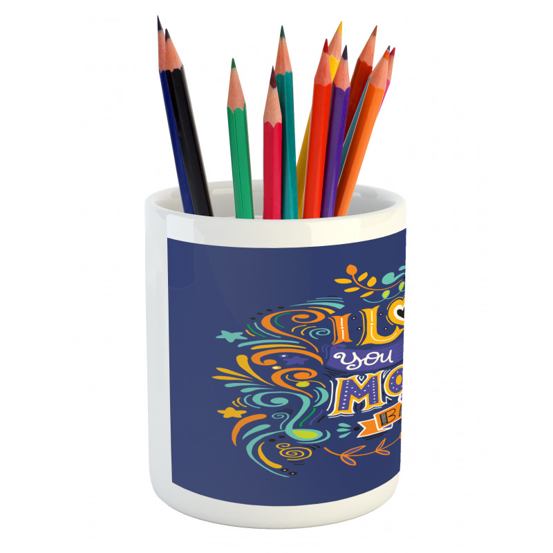 Floral Themed Text Pencil Pen Holder