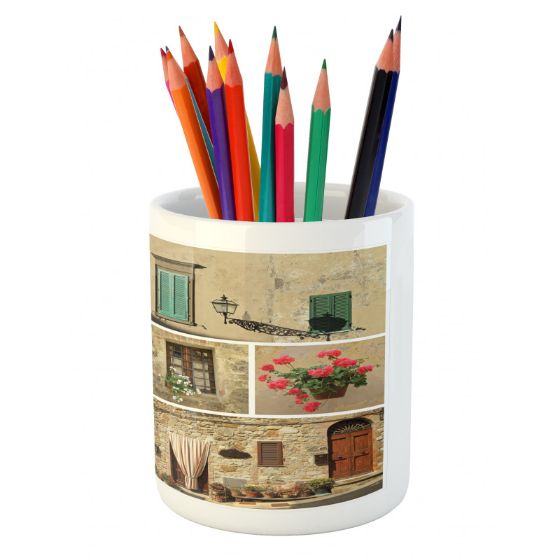 Italian Stone Houses Pencil Pen Holder