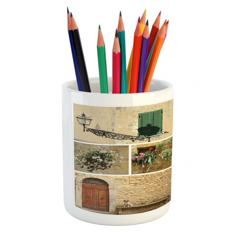 Italian Stone Houses Pencil Pen Holder