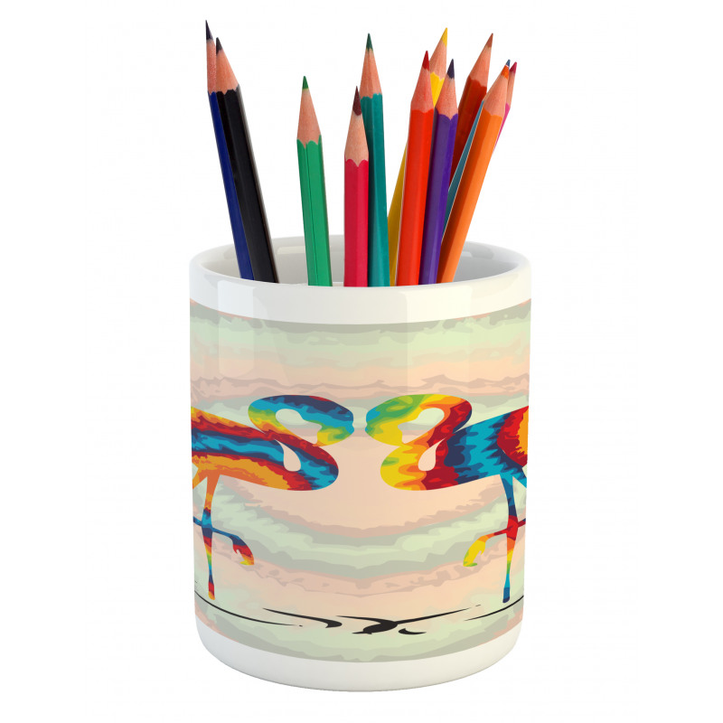 Valentines Funky Birds Pencil Pen Holder