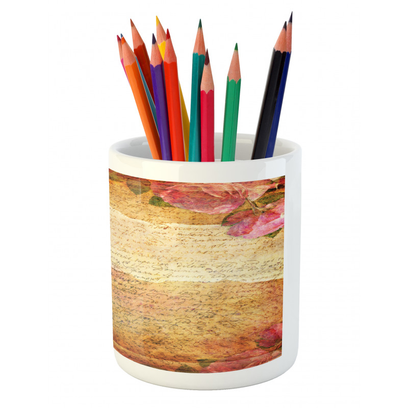 Floral Retro Nostalgic Pencil Pen Holder