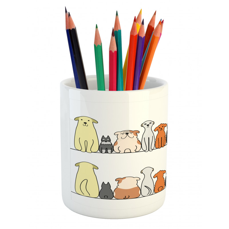 Dog Family in a Row Pencil Pen Holder