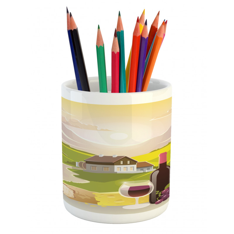 French Countryside Scene Pencil Pen Holder