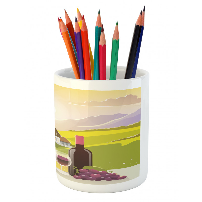 French Countryside Scene Pencil Pen Holder