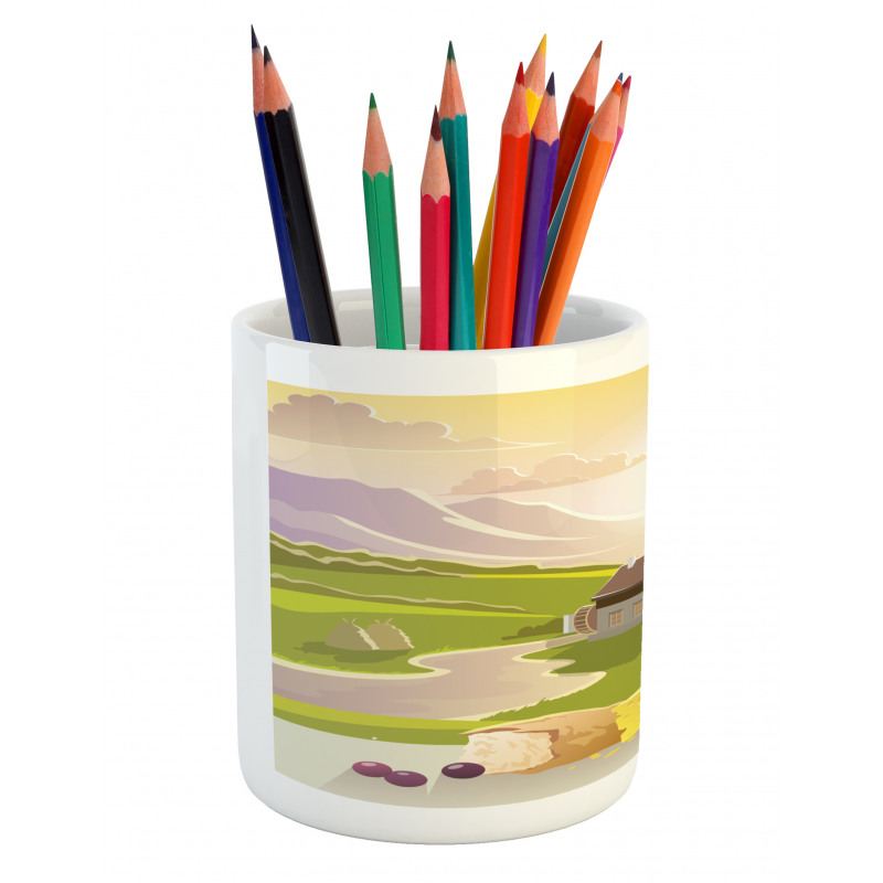 French Countryside Scene Pencil Pen Holder