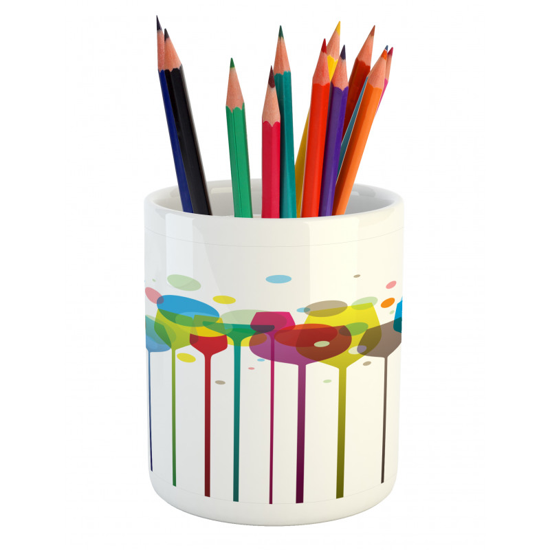 Wine Colorful Glasses Pencil Pen Holder