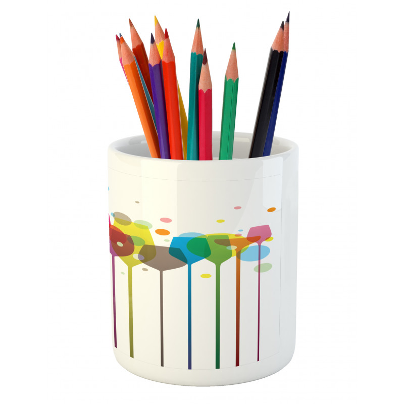 Wine Colorful Glasses Pencil Pen Holder