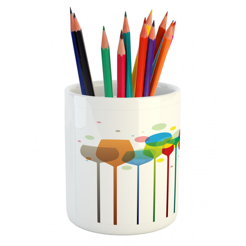 Wine Colorful Glasses Pencil Pen Holder