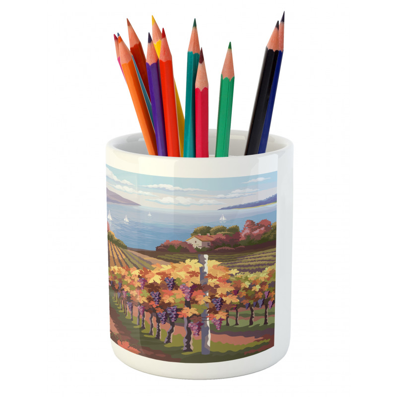 Cartoon Vineyard Grapes Pencil Pen Holder