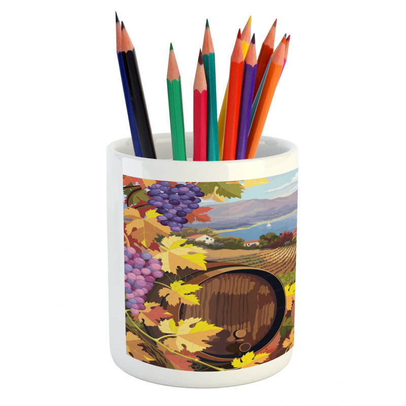 Cartoon Vineyard Grapes Pencil Pen Holder