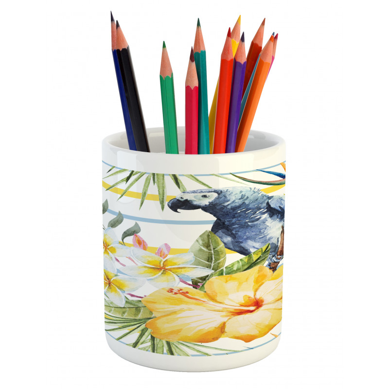 Tropic Exotic Parrots Pencil Pen Holder