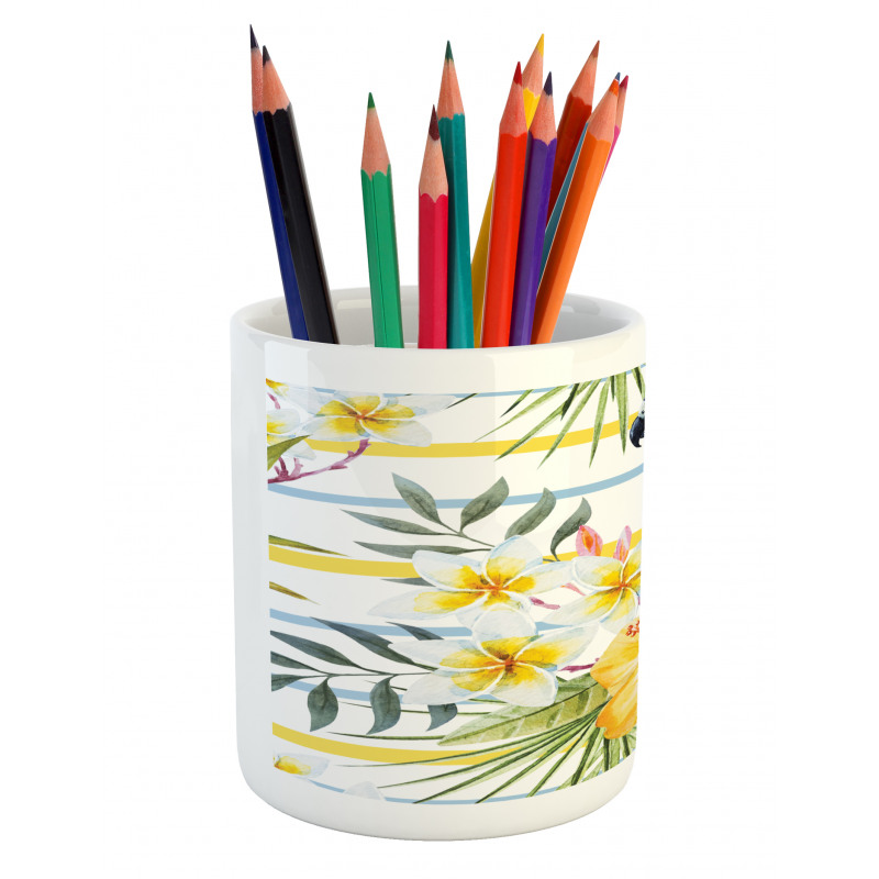 Tropic Exotic Parrots Pencil Pen Holder