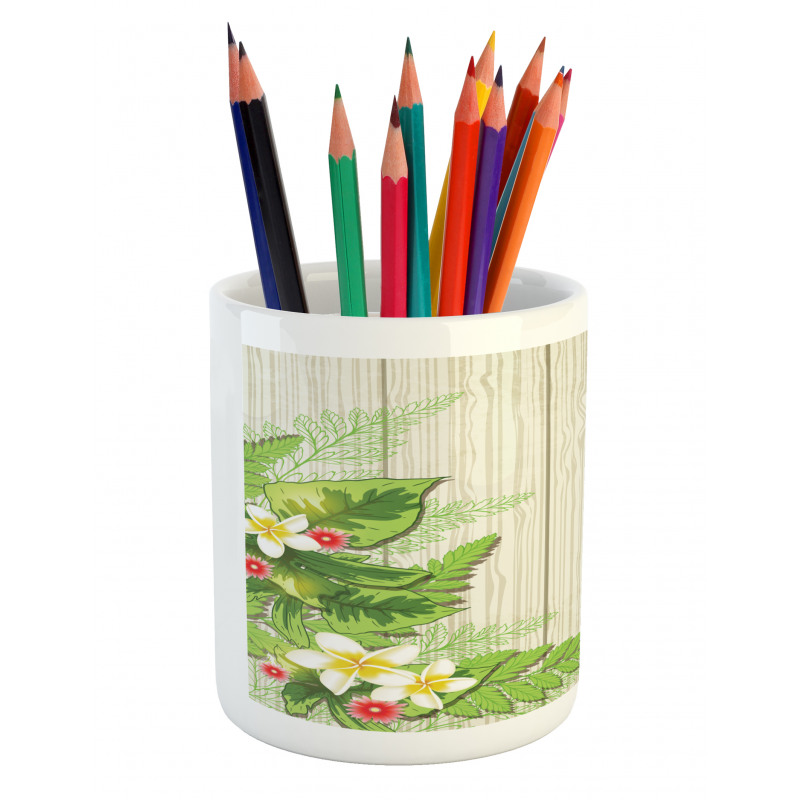 Flowers Parrot Pencil Pen Holder