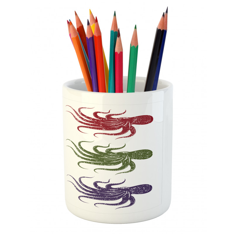 Grunge Underwater Life Pencil Pen Holder