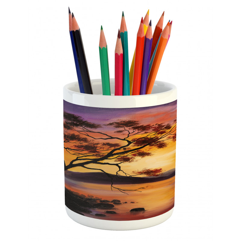 River Mountain Sunset Pencil Pen Holder