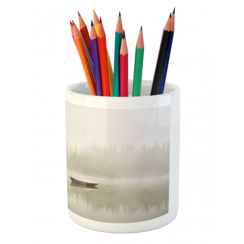 Boat on Lake Nature Pencil Pen Holder