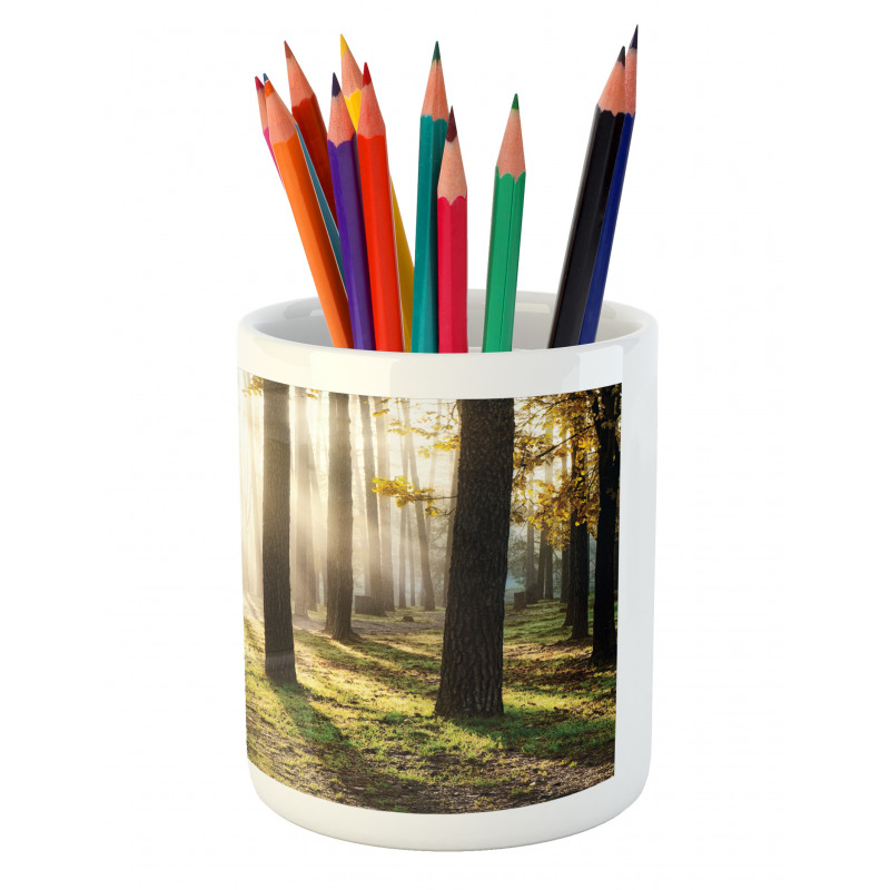 Forest Leaves at Sunrise Pencil Pen Holder