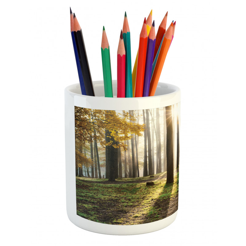 Forest Leaves at Sunrise Pencil Pen Holder