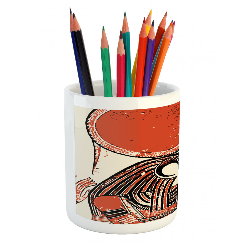 Old Language Pencil Pen Holder