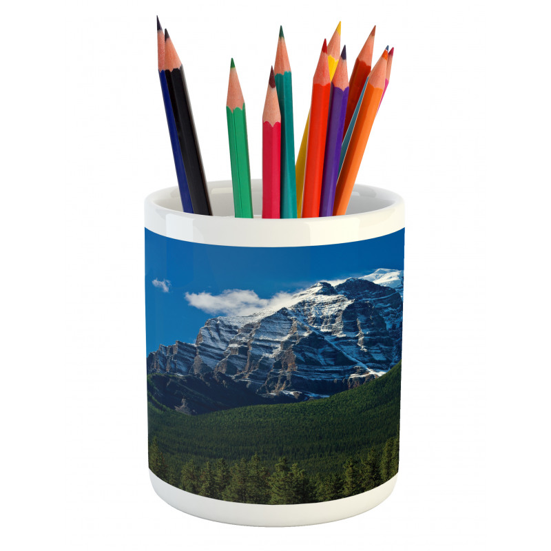 Snowy Peaks Trees Park Pencil Pen Holder