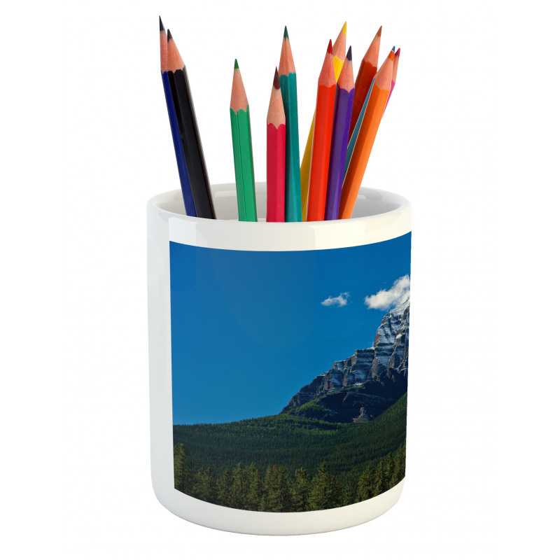 Snowy Peaks Trees Park Pencil Pen Holder