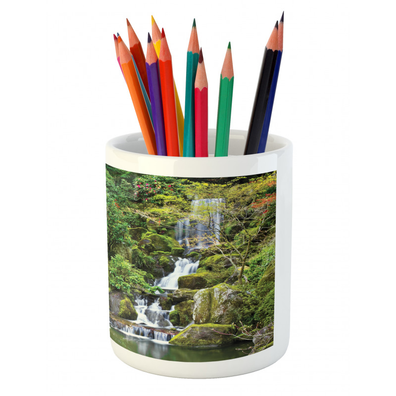 Trees Foliage Rock Garden Pencil Pen Holder