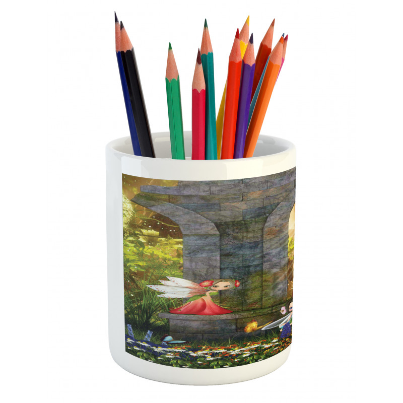 Flowers Blossoms Scene Pencil Pen Holder