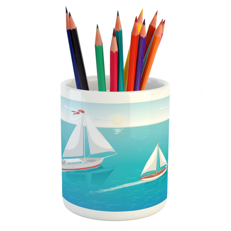 Sailing Boats and Sun Pencil Pen Holder